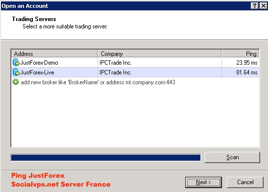 JustForex Server Eropa